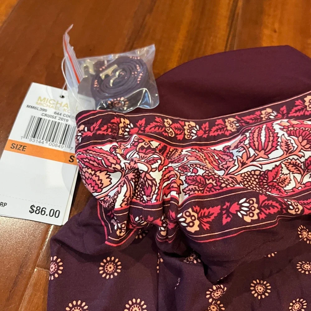 Michael Kors Tankini Swim Set Cordovan Floral Paisley 2 Piece Convertible New‎ S